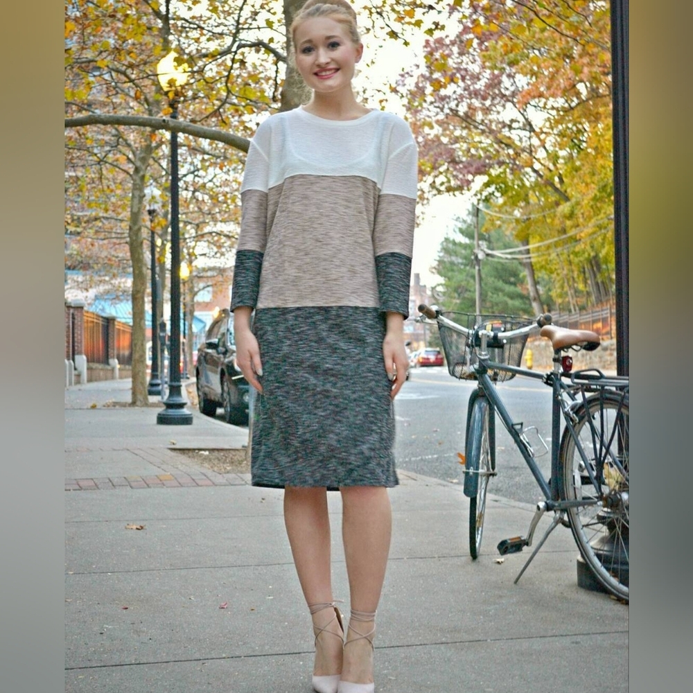 DE COLLECTION | Colorblock Dress - Cream, Tan, and Black